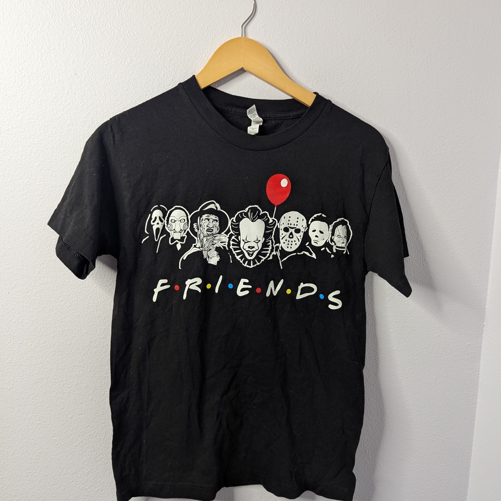 Friends Tee with Horror Villains (Pennywise, Freddy Krueger, Ghostface)